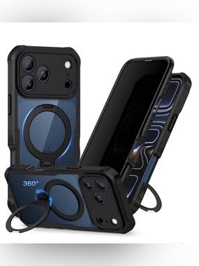 iPhone 17 Pro Max Privacy Case with Stand Magnetic MagSafe - BLACK